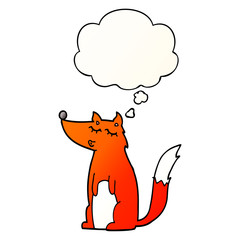 cartoon wolf and thought bubble in smooth gradient style