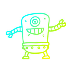 cold gradient line drawing cartoon robot