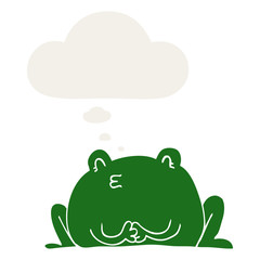 cute cartoon frog and thought bubble in retro style