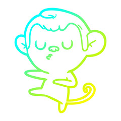 cold gradient line drawing cartoon monkey