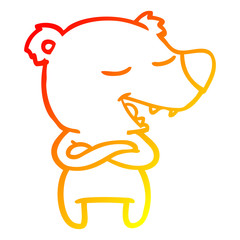 warm gradient line drawing cartoon bear