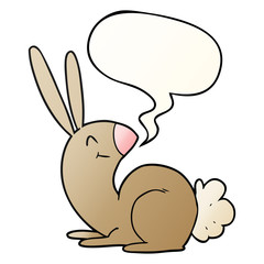 cute cartoon rabbit and speech bubble in smooth gradient style