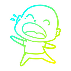 cold gradient line drawing cartoon shouting bald man