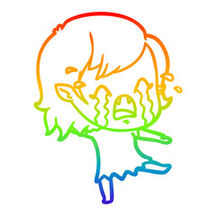 Obraz premium rainbow gradient line drawing cartoon crying vampire girl