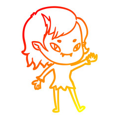 warm gradient line drawing cartoon friendly vampire girl