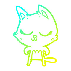 cold gradient line drawing calm cartoon cat