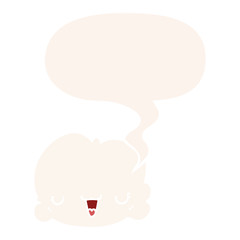 cute cartoon cloud and speech bubble in retro style