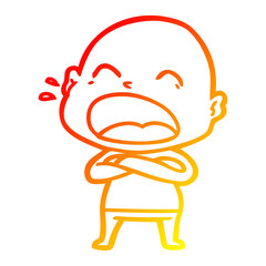 warm gradient line drawing cartoon shouting bald man