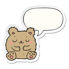 cute cartoon bear and speech bubble sticker