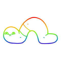 rainbow gradient line drawing cartoon worm