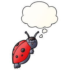 cute cartoon ladybug and thought bubble in smooth gradient style