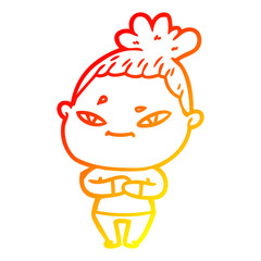 Obraz premium warm gradient line drawing cartoon woman