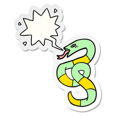 hissing cartoon snake and speech bubble sticker