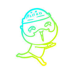 cold gradient line drawing cartoon happy bearded man