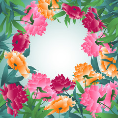 Print bright frame of flowers colorful vector