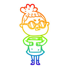 rainbow gradient line drawing cartoon annoyed woman