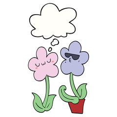 cute cartoon flower and thought bubble
