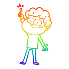 rainbow gradient line drawing cartoon happy man