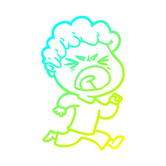 cold gradient line drawing cartoon furious man