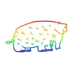 rainbow gradient line drawing cartoon mammoth