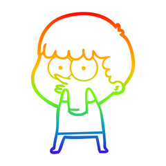 rainbow gradient line drawing cartoon curious boy