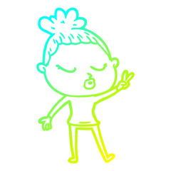 cold gradient line drawing cartoon calm woman