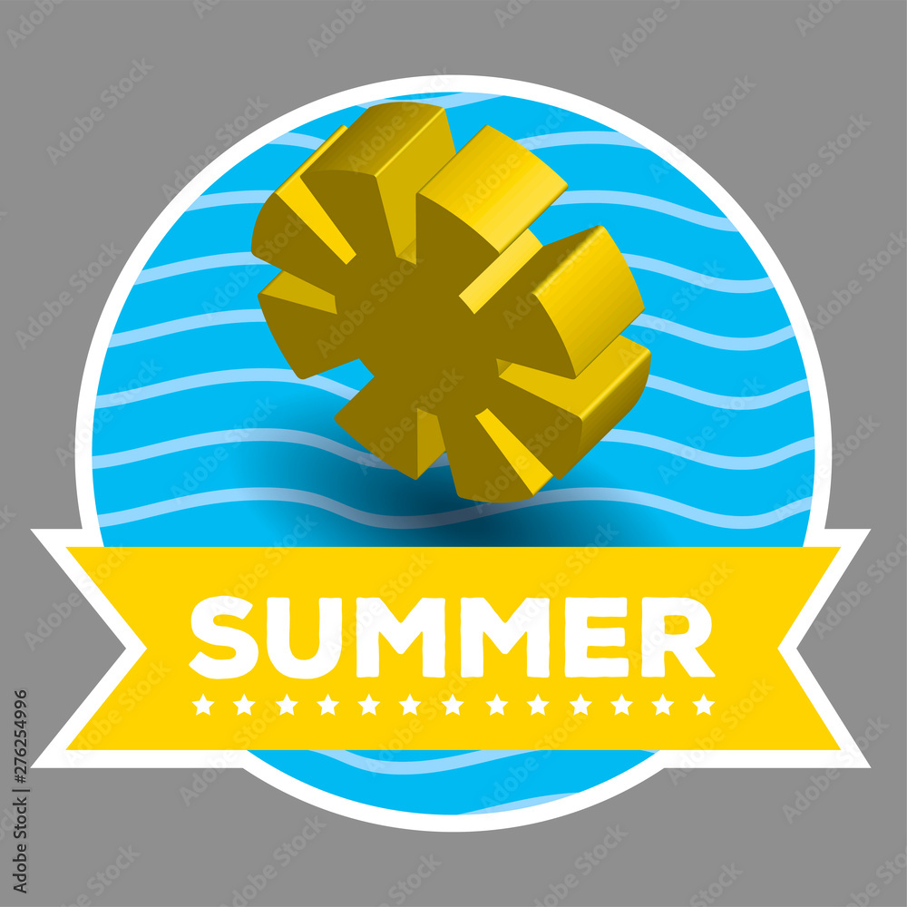 Poster Isolated summer label with a 3d sun - Vector