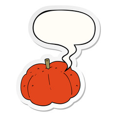 cartoon pumpkin and speech bubble sticker