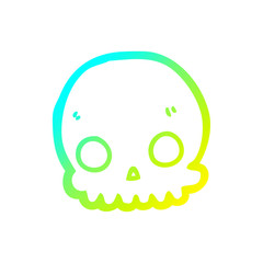 cold gradient line drawing cartoon skull