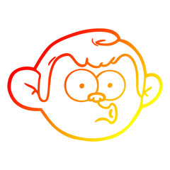 warm gradient line drawing cartoon monkey face