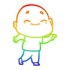 rainbow gradient line drawing cartoon happy bald man