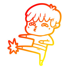 warm gradient line drawing cartoon curious man