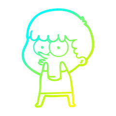 cold gradient line drawing cartoon curious boy