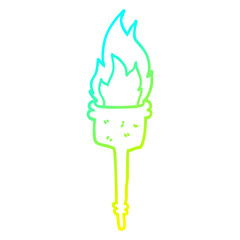 cold gradient line drawing cartoon flaming torch