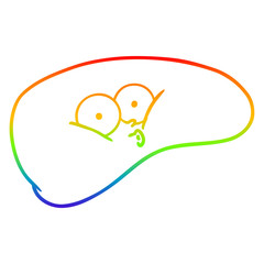 rainbow gradient line drawing cartoon liver