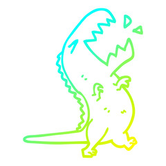 Fototapeta premium cold gradient line drawing cartoon roaring t rex