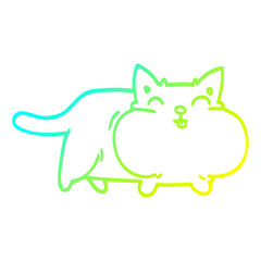 cold gradient line drawing cartoon fat cat