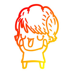 warm gradient line drawing cartoon woman talking