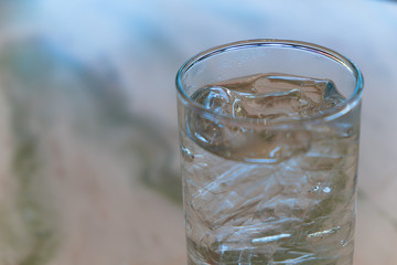 Cold drinking water with pure and clean ice when drinking and refreshing.
