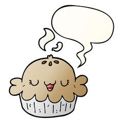 cute cartoon pie and speech bubble in smooth gradient style