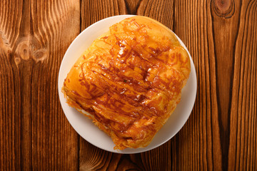 top view shredded pork bread on a dish