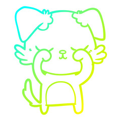 cold gradient line drawing cute cartoon dog