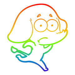 rainbow gradient line drawing cartoon unsure elephant running away