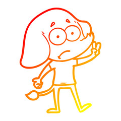 warm gradient line drawing cartoon unsure elephant