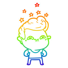 rainbow gradient line drawing cartoon excited man