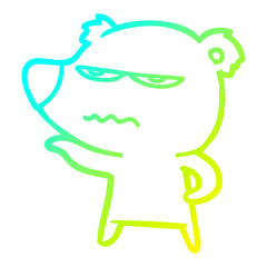 cold gradient line drawing angry bear cartoon