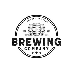 Brewing company with barrel badge vintage logo