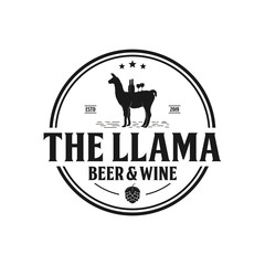 The llama vintage logo, beer and wine company