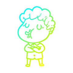 cold gradient line drawing cartoon man singing