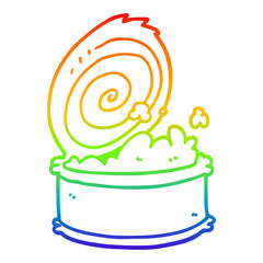 rainbow gradient line drawing cartoon canned fish
